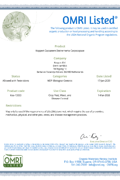 OMRI Certificate