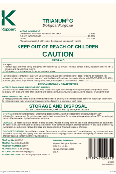Trianum-G 44.1 lbs (20 kg) - Label